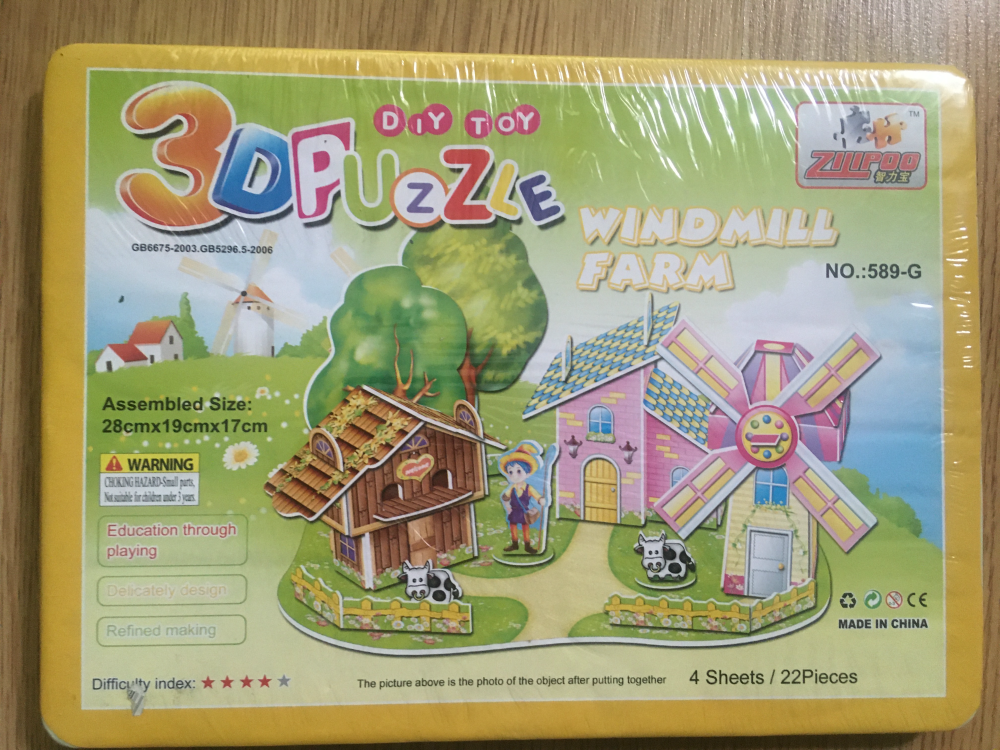 3d puzzle diy toy farma mleczna z wiatrakiem