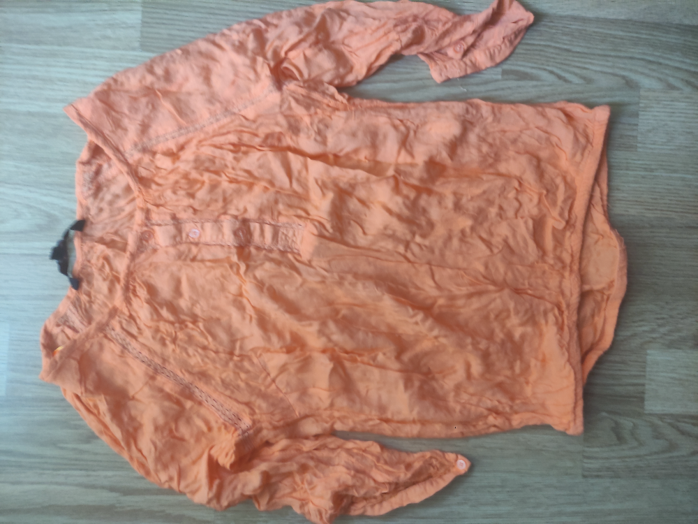 Bawełniana pomarańczowa bluzka podwijany rękaw reserved
