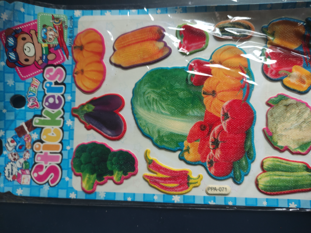 Kolorowe wypukłe naklejki z warzywami pomidory kapusta dynia
