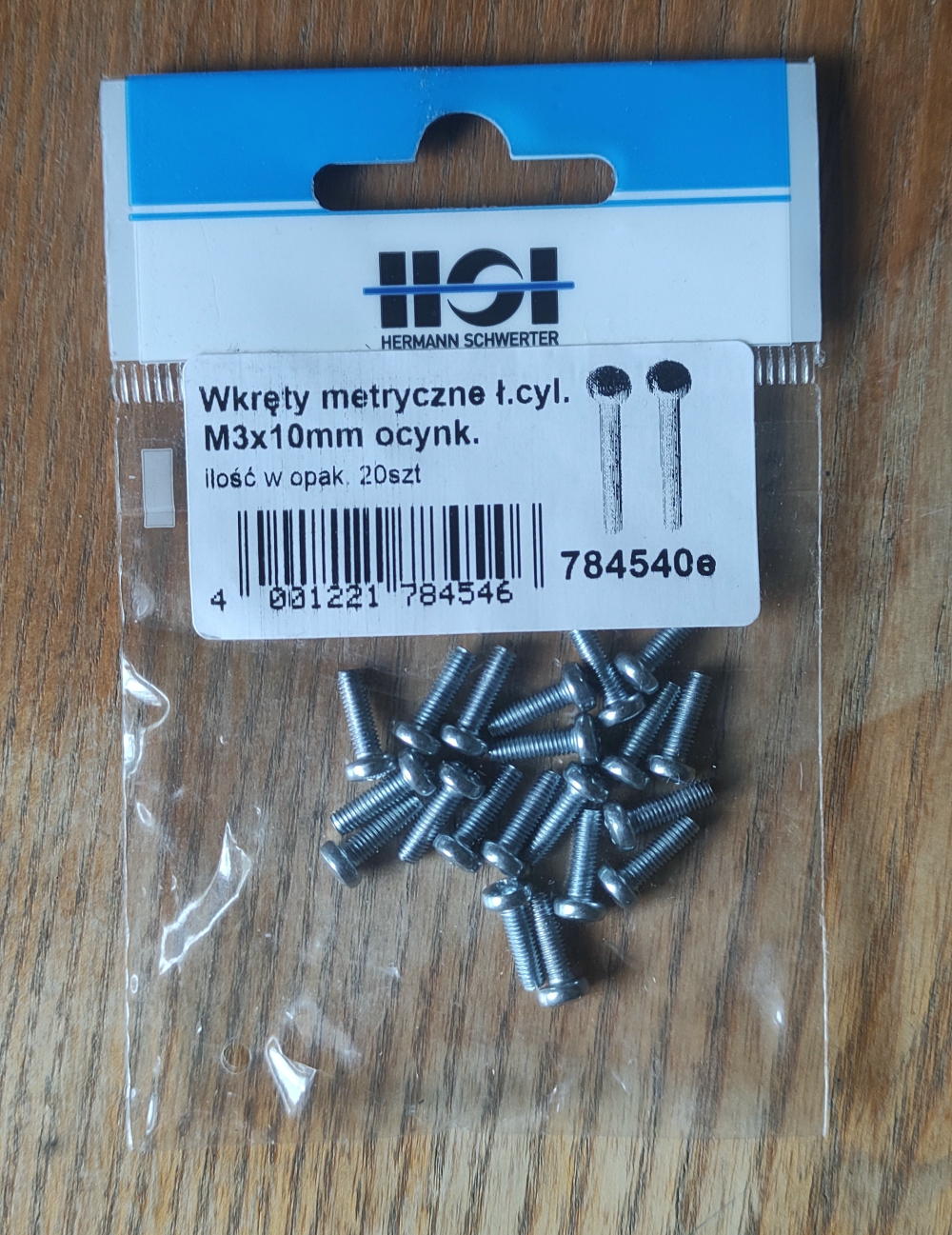 Wkręty metryczne M3x10mm ocynk 20 sztuk 