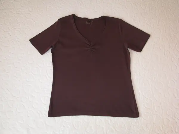 Brązowa koszulka bluzka z krótkim rękawem T-shirt rozm. 42 L