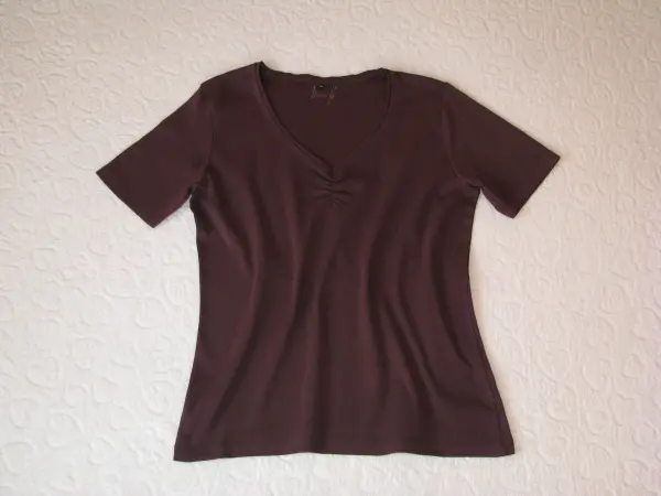 Brązowa koszulka bluzka z krótkim rękawem T-shirt rozm. 42 L