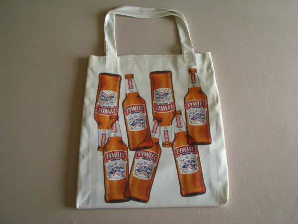 Duża bawełniana torba plażowa, piknikowa Żywiec typu shopper