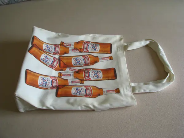 Duża bawełniana torba plażowa, piknikowa Żywiec typu shopper