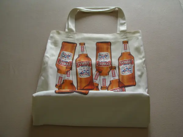 Duża bawełniana torba plażowa, piknikowa Żywiec typu shopper