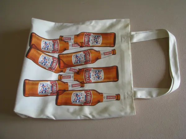 Duża bawełniana torba plażowa, piknikowa Żywiec typu shopper