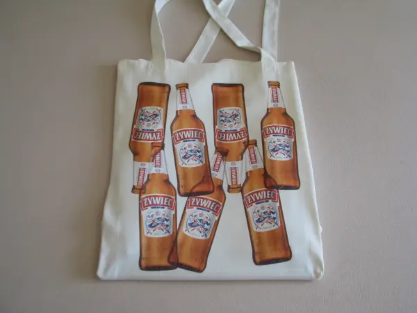 Duża bawełniana torba plażowa, piknikowa Żywiec typu shopper