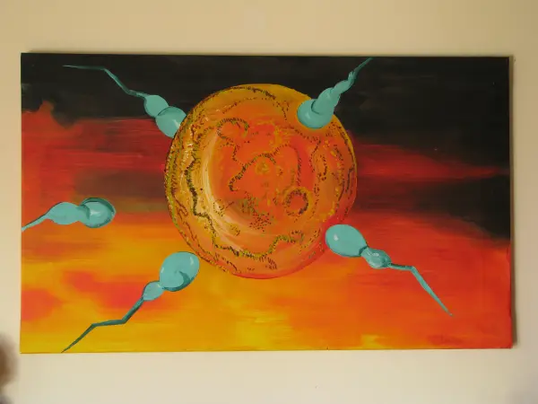 Duży obraz ręcznie malowany na płótnie 65x107 cm – Kosmiczna