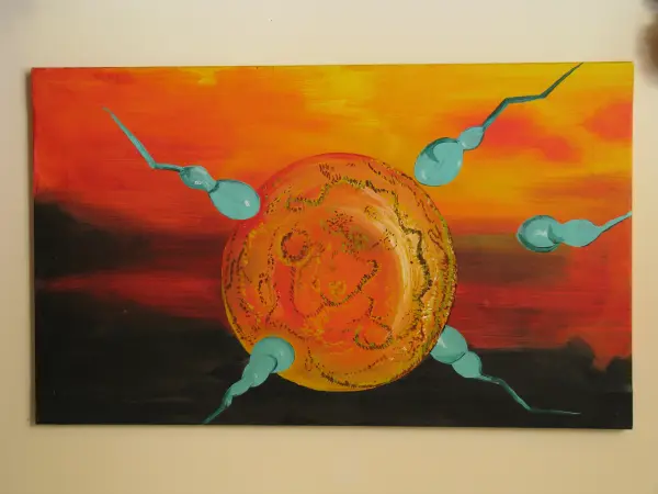 Duży obraz ręcznie malowany na płótnie 65x107 cm – Kosmiczna