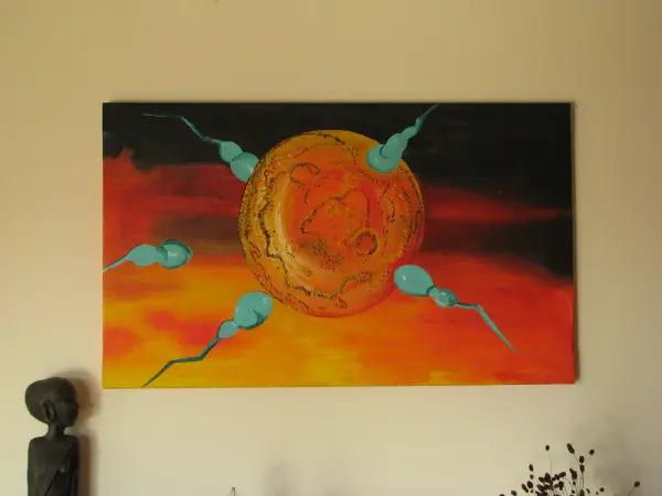 Duży obraz ręcznie malowany na płótnie 65x107 cm – Kosmiczna