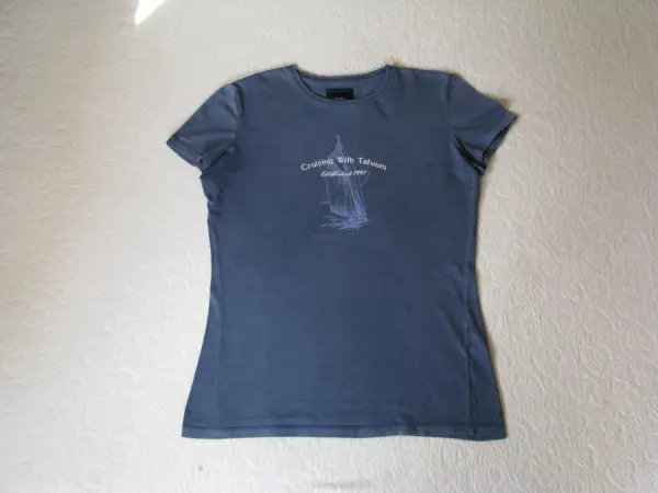 Granatowa koszulka Tatuum z żaglówką T-shirt rozm. M vintage