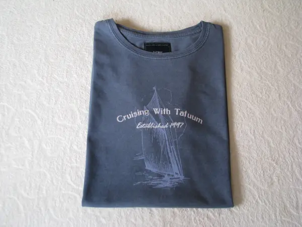 Granatowa koszulka Tatuum z żaglówką T-shirt rozm. M vintage