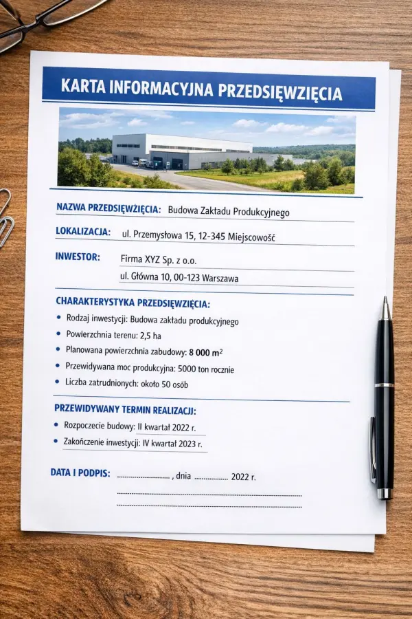 Karta informacyjna przedsięwzięcia na budowę domu jednorodzi