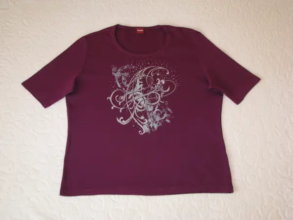 Koszulka OLSEN ze zdobieniami bluzka krótki rękaw T-shirt