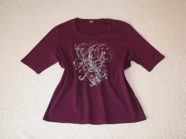 Koszulka OLSEN ze zdobieniami bluzka krótki rękaw T-shirt