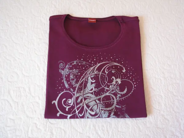 Koszulka OLSEN ze zdobieniami bluzka krótki rękaw T-shirt
