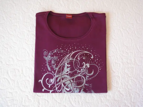 Koszulka OLSEN ze zdobieniami bluzka krótki rękaw T-shirt