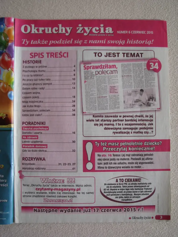 Magazyn Okruchy życia nr 6 (56) z 2015 r. Historie prosto z