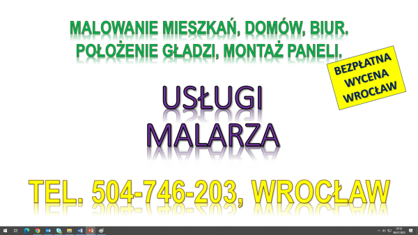 Malowanie mieszkań cennik, tel. 504-746-203. Wrocław. 