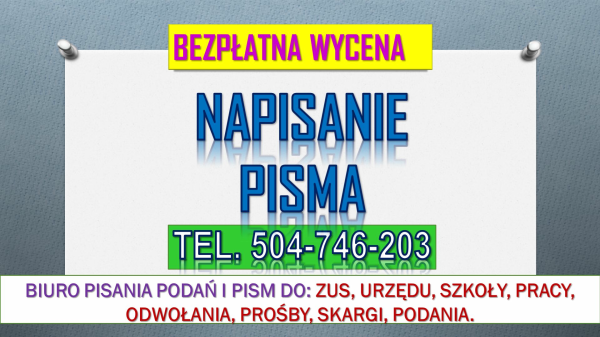 Napisanie odwołania do ZUS, tel. 504-746-203. pisma, cena