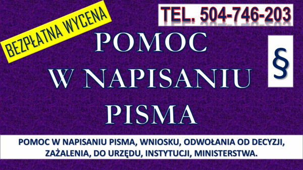 Napisanie pisma cena, tel. 504-746-203. Biuro pisania pism 