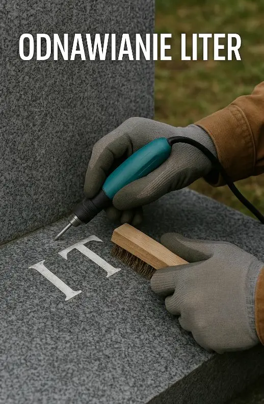 Renowacja wyblakłych liter na pomniku, nagrobku, t 504746203