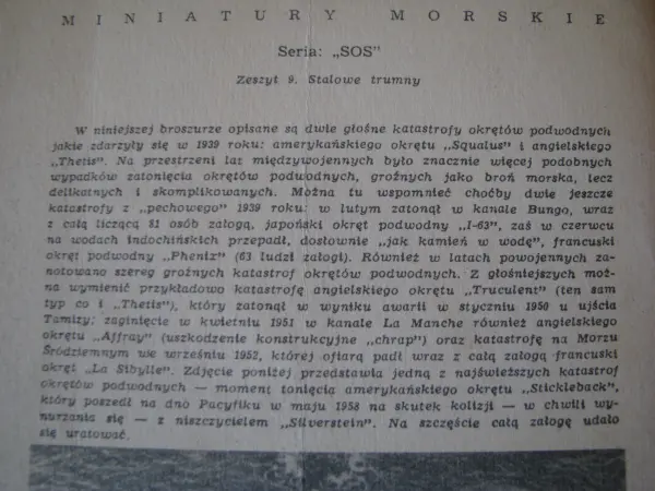 Stalowe trumny Squalus Thietis Miniatury Morskie SOS Bernatt