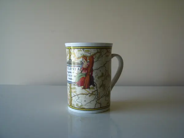 Stary kubek porcelanowy mapa Polonia Regnum et Silesia Ducat
