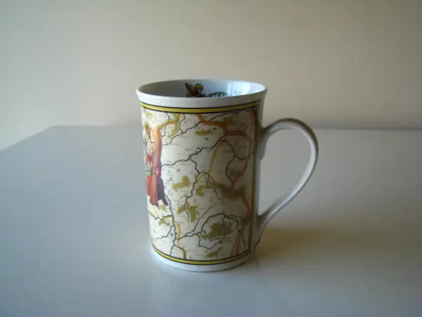 Stary kubek porcelanowy mapa Polonia Regnum et Silesia Ducat