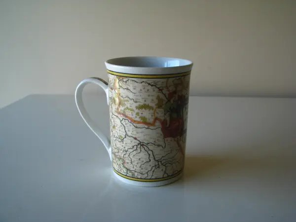 Stary kubek porcelanowy mapa Polonia Regnum et Silesia Ducat
