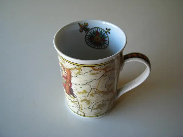 Stary kubek porcelanowy mapa Polonia Regnum et Silesia Ducat