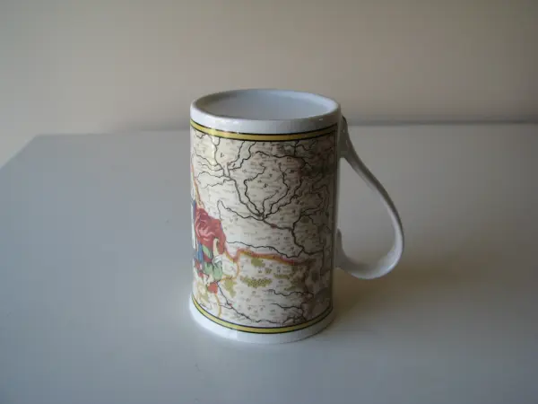 Stary kubek porcelanowy mapa Polonia Regnum et Silesia Ducat