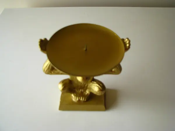 Świecznik złota małpka na dużą świecę, figurka 