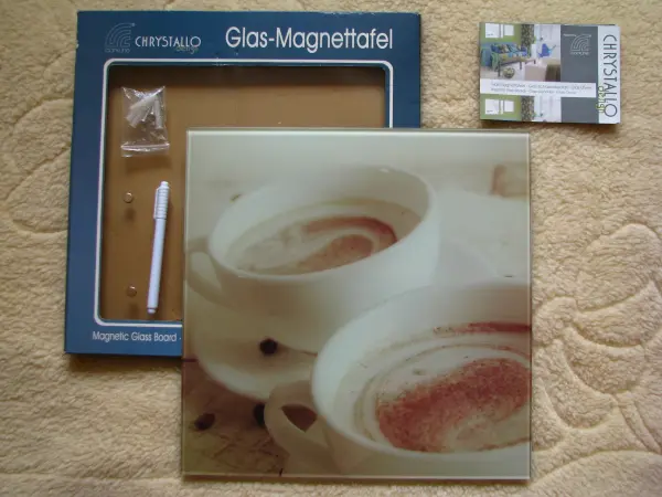 Szklana tablica suchościeralno-magnetyczna 35 x 35 cm pisak