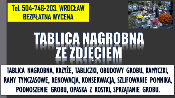 Tabliczka nagrobna, cena Wrocław tel. 504-746-203, na krzyż