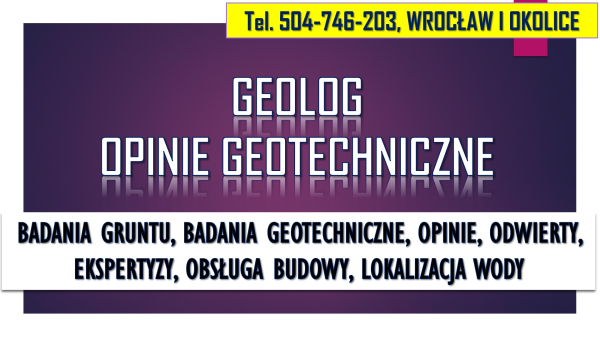 Usługi geologiczne cennik, tel. 504-746-203. Badanie gruntu